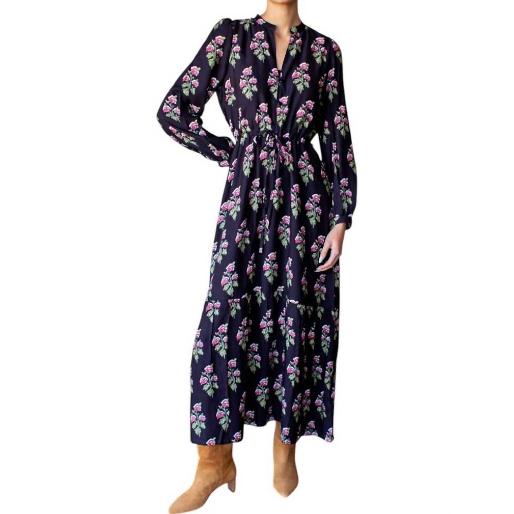 Emerson Fry Floral Long Sleeve Dress - Black and Pink
